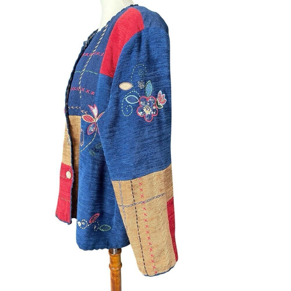 Koret City Blues Embroidered Patchwork Jacket Women 20W Floral Denim Vintage 80s - Picture 10 of 14